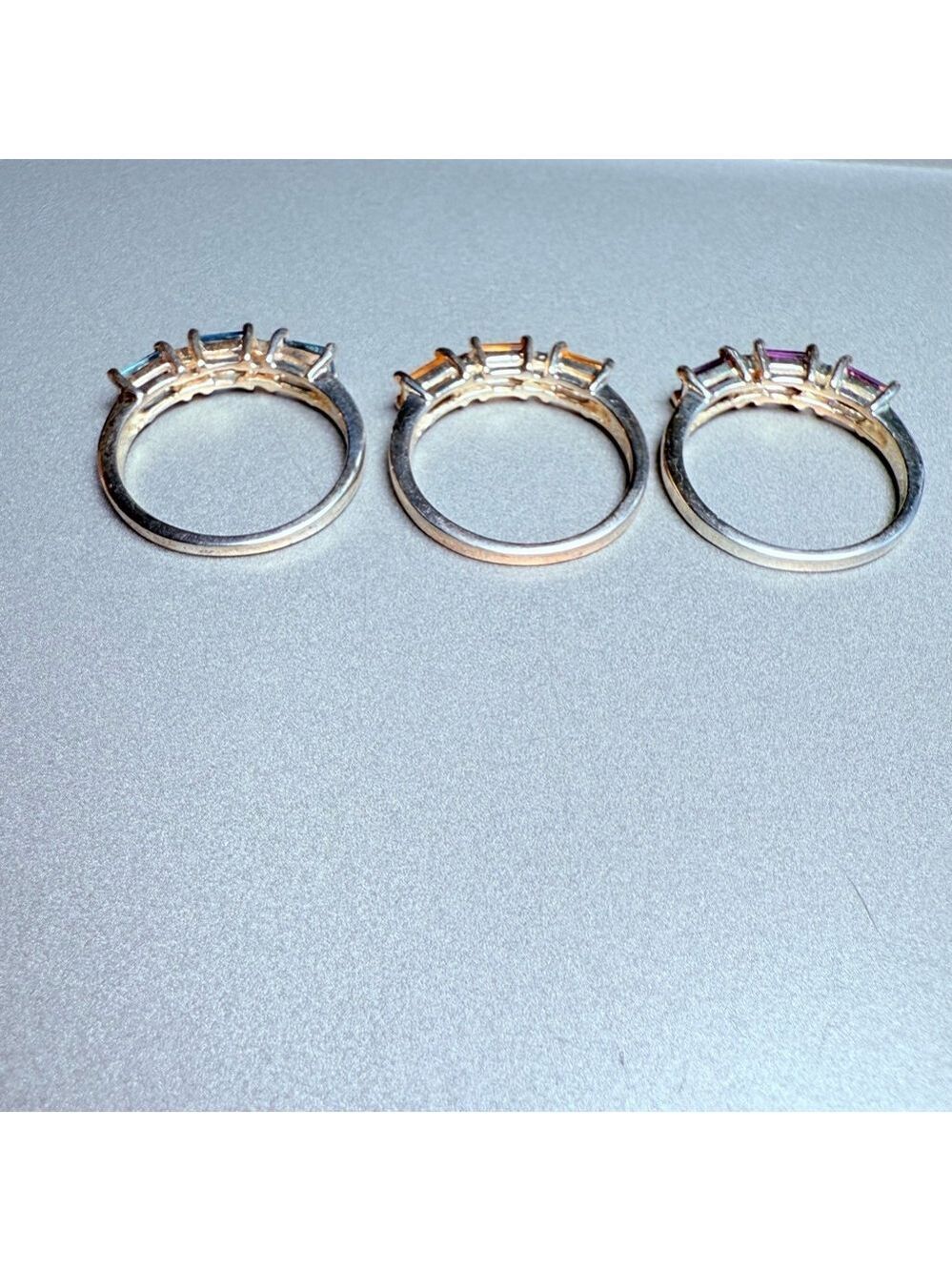 3 Stack Individual Rings Citrine Topaz Amethyst Gemstone Sterling Silver 925 - Picture 6 of 10